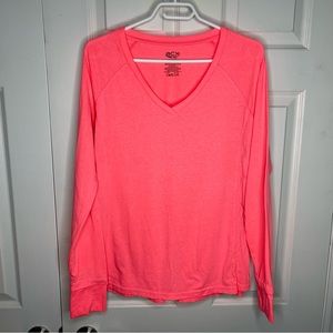 ACX Long Sleeve Activewear Bright Pink V-Neck Shirt XL